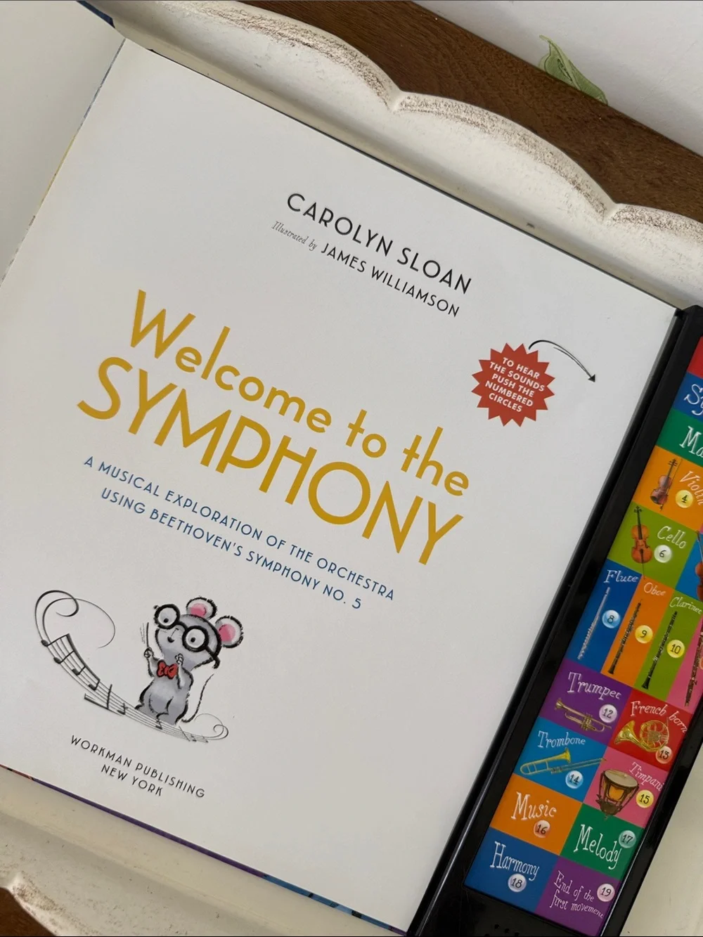 Welcome to the Symphony 19-Button Sound Panel Musical Book by Carolyn Sloan